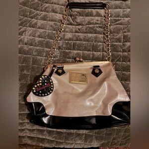 Vintage Betsey Johnson Black and Cream Betsyville Bag